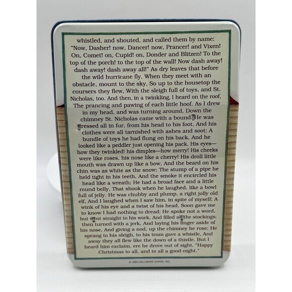 Hallmark 1992 Night Before Christmas Display Tin House With Chair And Hooks - Picture 7 of 9